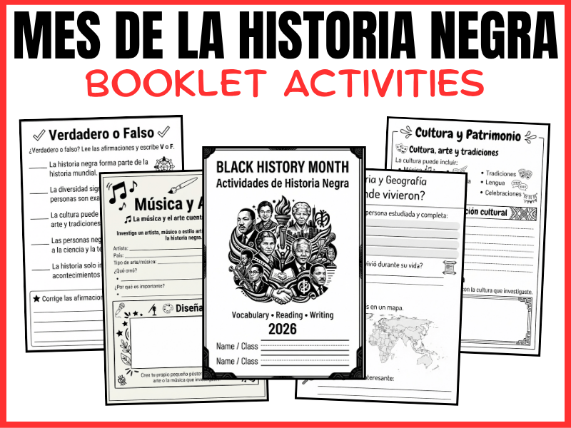 lack History Month Spanish Activities Booklet - Mes de la Historia Negra KS3 KS4