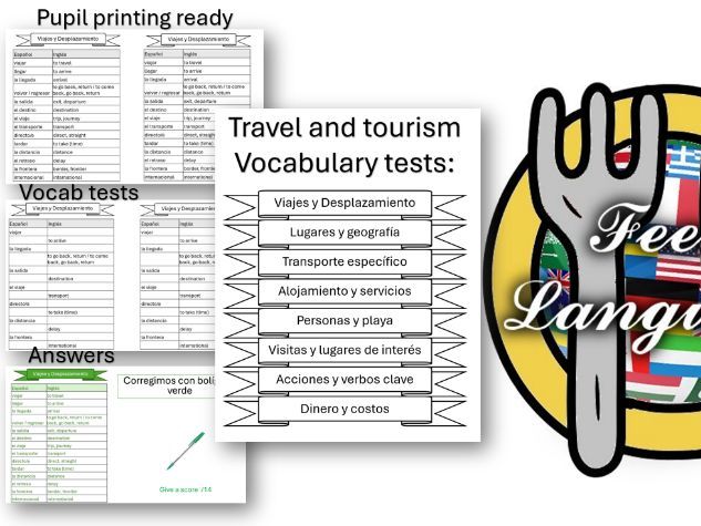 Spanish Vocabulary test new GCSE (2026 onwards) topic of Travel and tourism