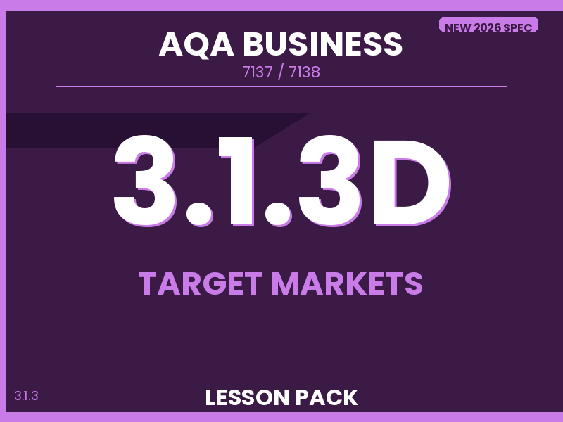 NEW 2026 AQA AS & A-Level Business (7137/7138) 3.1.3D – Target Markets FULL LESSON PACK
