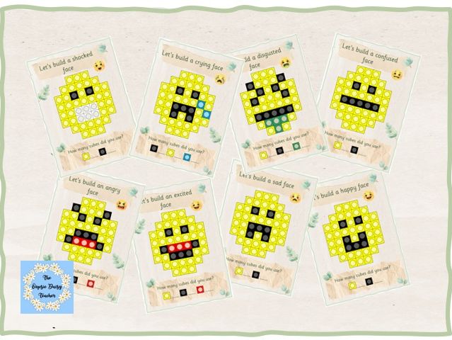 Multilink/Snap Cube Challenge Cards - Emotions (Natural Theme)