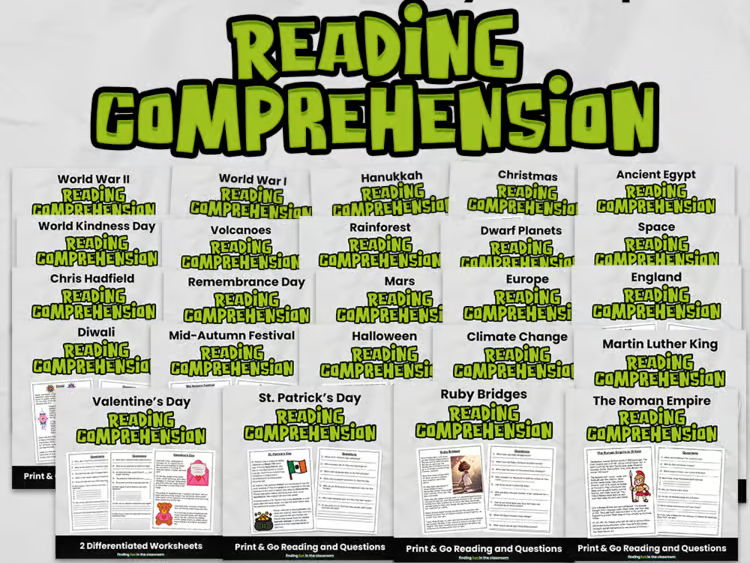 Reading Comprehension Bundle,: History & Topic  for KS2 & Gr 3–5