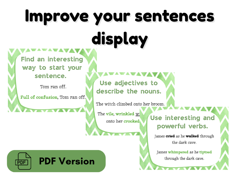 Improve Your Sentences Display Posters