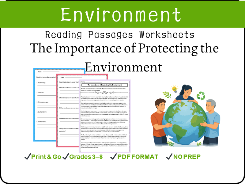 The Importance of Protecting the Environment Reading Comprehension Worksheet