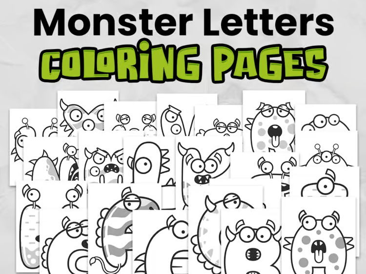 Monster Alphabet Colouring Pages A–Z | Alphabet & Letter Recognition Activity | EYFS & KS1
