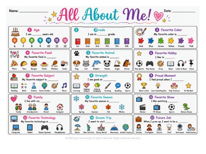 All About Me | Back to school  | Special, ELL