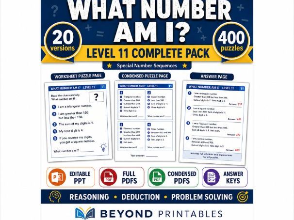 What Number Am I? Level 11: Special Number Sequences | 20-Version Bundle