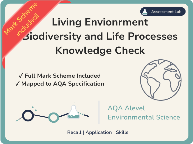 AQA Alevel Env Sci - Biodiversity & Life Processes Knowledge check & MS