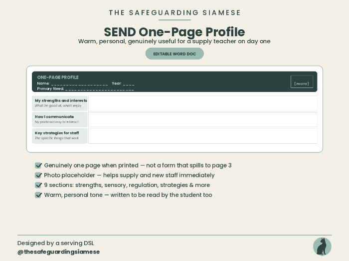 SEND One-Page Profile  Warm, Practical Student Profile Template (Editable Word)
