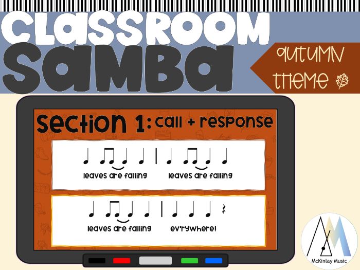Classroom Samba - autumn themed rhythm and percussion music lesson