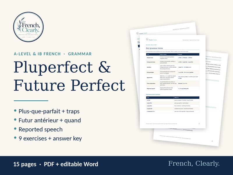 French Pluperfect & Future Perfect – Plus-que-parfait & Futur antérieur (A-level & IB)