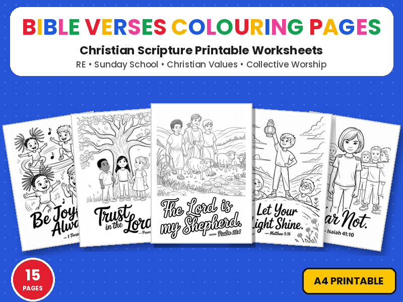 Bible Verses Colouring Pages | Christian Scripture for Kids | Printable Colouring Page Worksheets