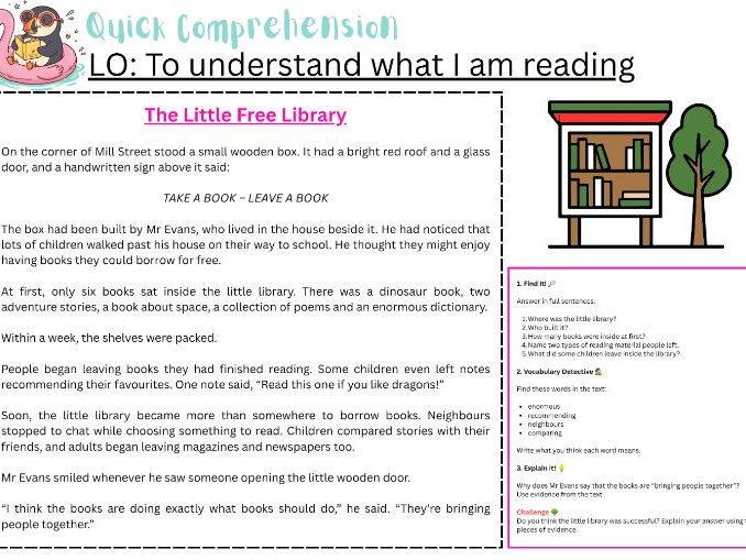 Quick Comprehension sheets | Questions and Answers