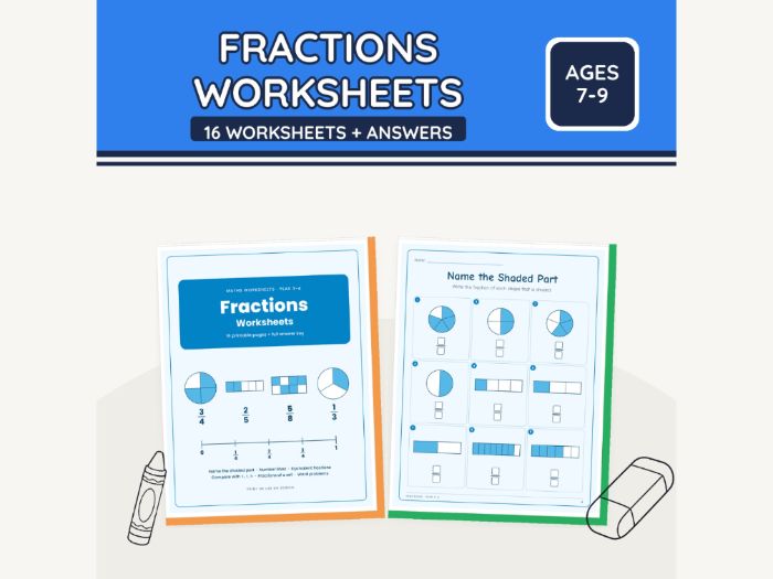 Fractions Worksheets with Answers Year 3-4