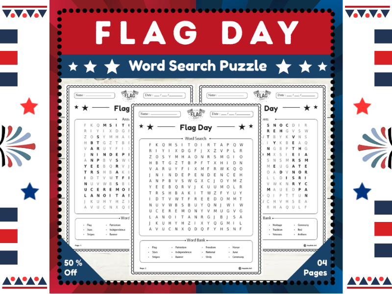 Flag Day Word Search Puzzle : No Prep Worksheet to Celebrate Flag Day
