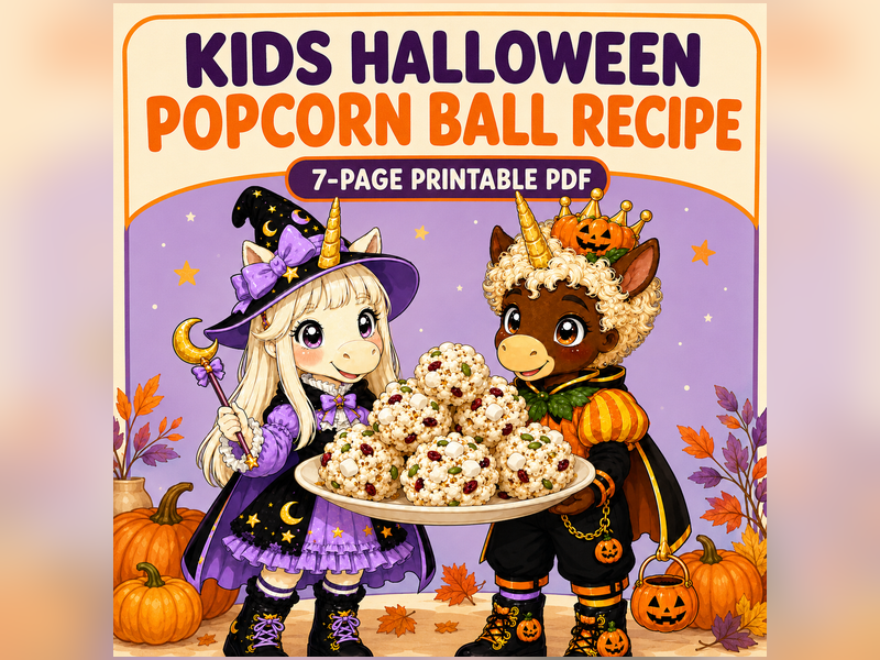 Halloween Popcorn Ball Recipe for Kids | Cooking Life Skills Activity PDF FREE