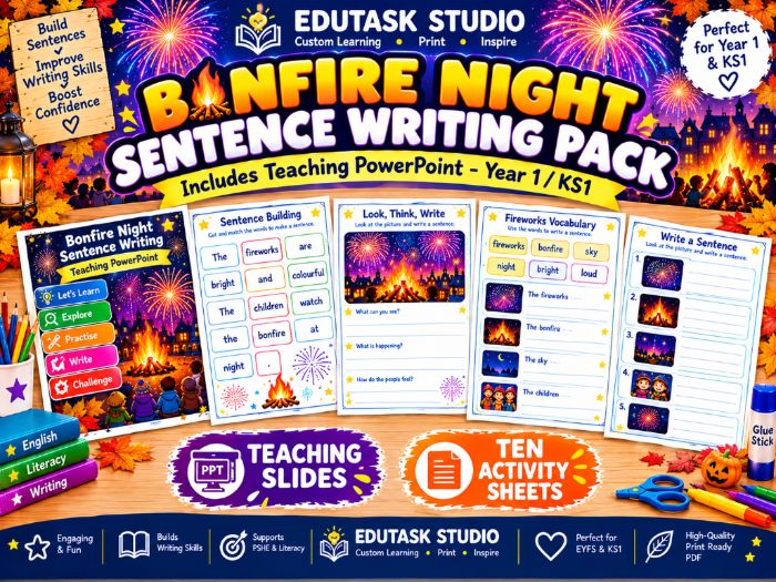 Bonfire Night Activities KS1 | Year 1 Writing Worksheets & Teaching PowerPoint