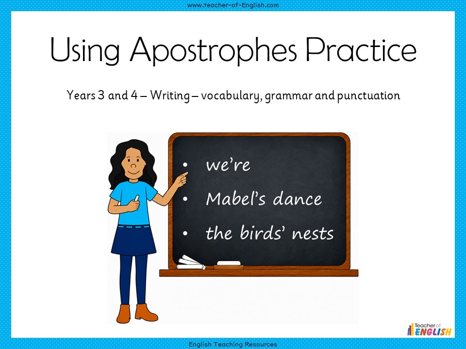 Using Apostrophes Practice - Years 3 and 4 Punctuation
