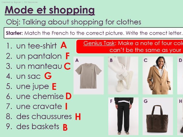 NEW 2026 GCSE French. Higher/ Rouge. Module 7. Unit 3. Mode et shopping