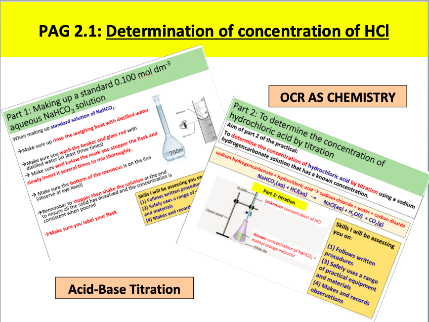 PAG 2.1 Determination of concentration of hydrochloric acid Teaching