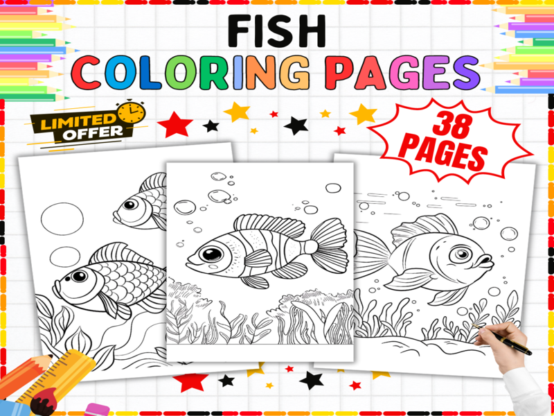 Fish Coloring Pages | 38 Ocean Animals Colouring Sheets for Kids | Underwater Sea Life Activities