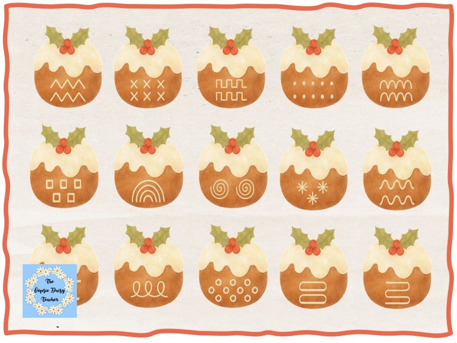 Mark Making Patterns Activity Discs - Christmas Pudding (Natural Theme)