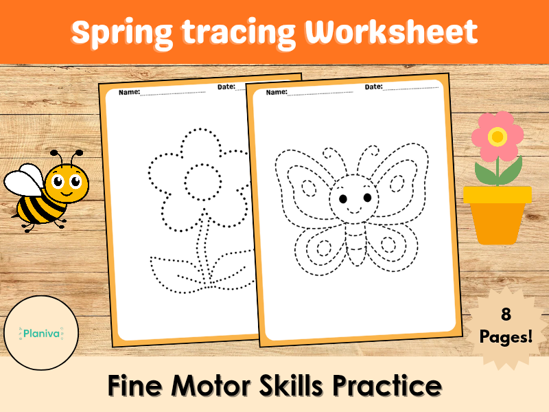 Spring Tracing Worksheets | Fine Motor Skills Practice | EYFS / KS1