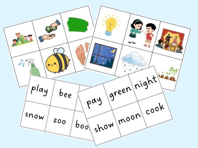 Digraph Bingo - ay, ee, igh, ow, oo, oo