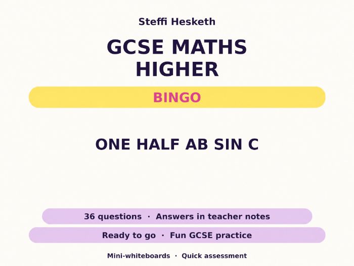 One Half ab sin C GCSE Maths Higher Bingo