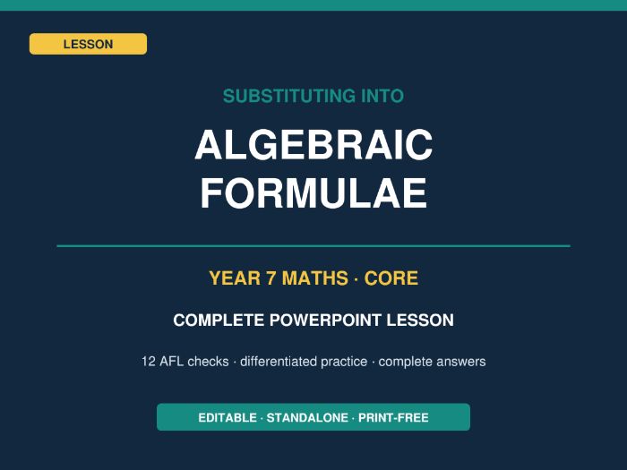 Substituting into Algebraic Formulae | Year 7 Core PowerPoint Lesson: I DO, WE DO, YOU DO