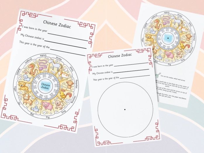 Chinese/Lunar New Year -  Zodiac Wheel & Animal Cards