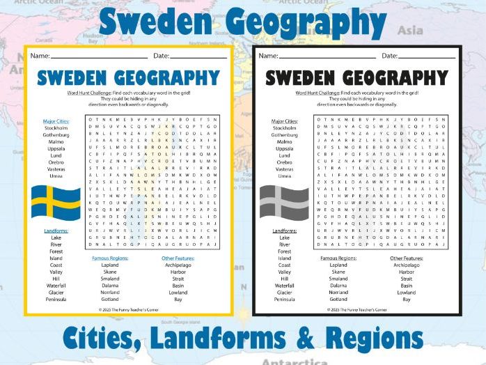 Sweden Geography Word Search Activity | Upper Elementary & Middle School