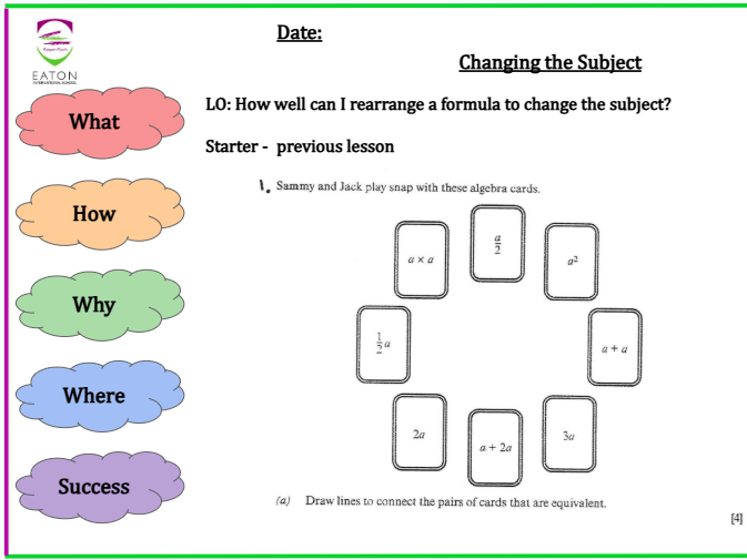 Changing the subject / Rearranging the formula