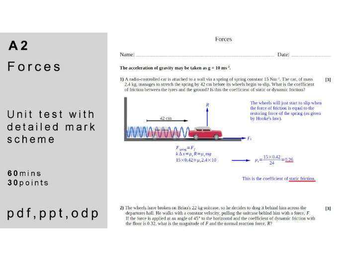 IB physics: A.2 - Forces. Unit Test.