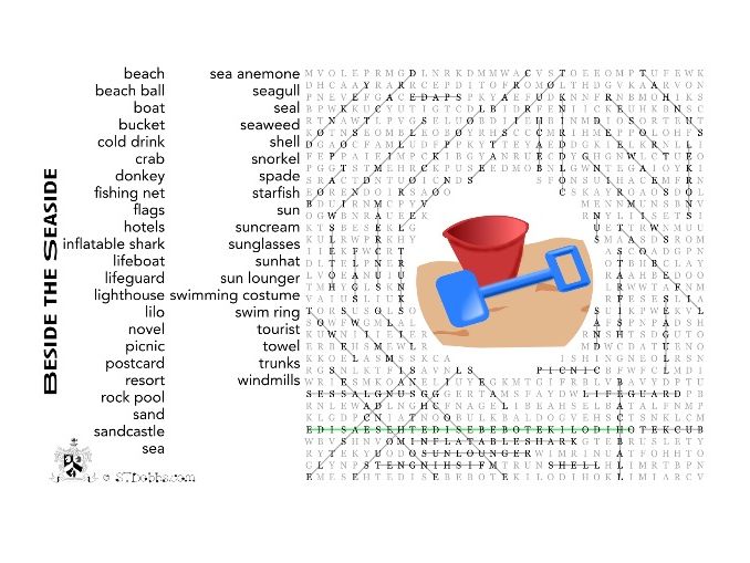 beside the seaside wordsearch