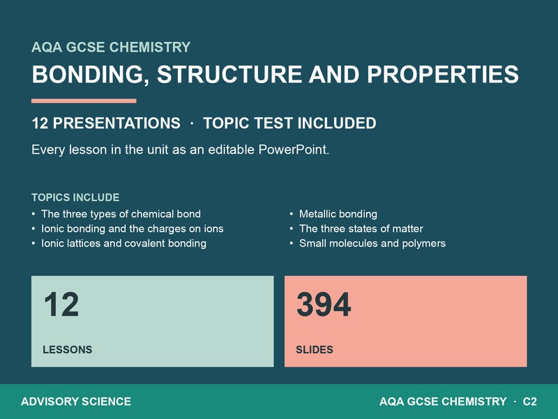 AQA GCSE Chemistry C2 Bonding, Structure and Properties | 12 Lesson Presentations and Topic Test