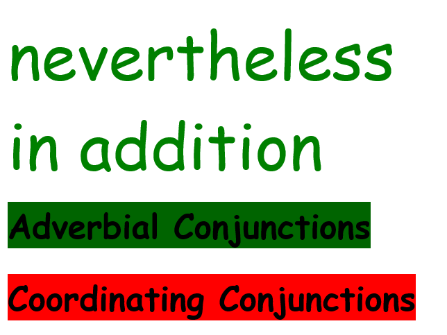 Conjunctions: subordinating, adverbial, coordinating for display / reminder