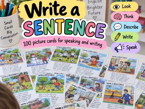 Write a Sentence Picture Cards | 100 Writing Prompts & ESL Speaking Activities