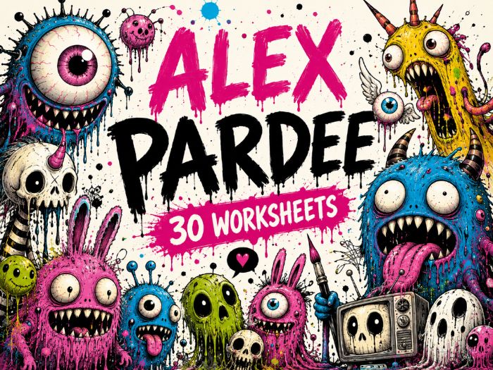 Alex Pardee Art Worksheets | 30 Creepy-Cute Monster Drawing Challenges | Character Design, Cartoon I