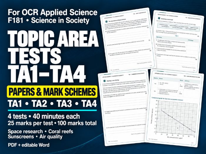 OCR AAQ Applied Science – F181 Topic Area Tests (TA1–TA4)