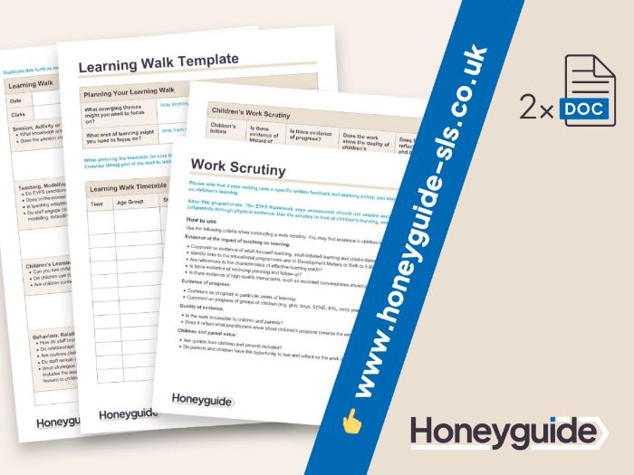 EYFS Learning Walk and Work Scrutiny Bundle