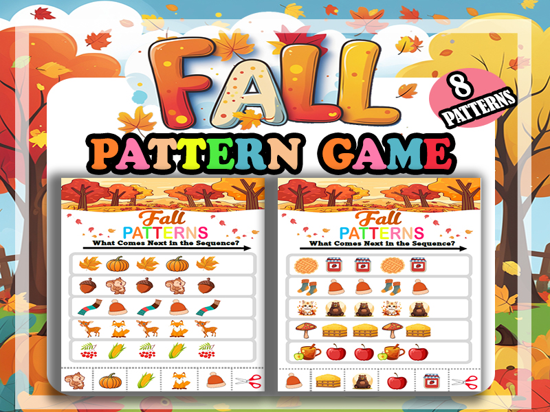 Autumn / Fall Pumpkin Finish the Pattern Activity for EYFS / Nursery / Reception