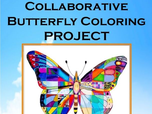 Collaborative Butterfly Coloring Poster. Enlarged Printable Templates