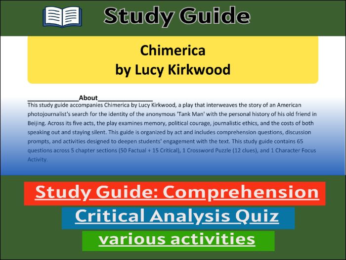 Chimerica by Lucy Kirkwood - Study Guide , Comprehension Test