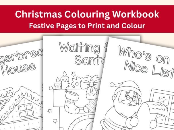 Christmas Colouring Workbook | 25 Printable Festive Pages to Colour