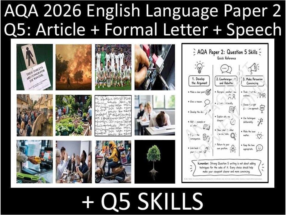 Eleven Question 5: AQA 2026 English Language Paper 2 | Q5 Skills + Speech, Article + Formal Letter