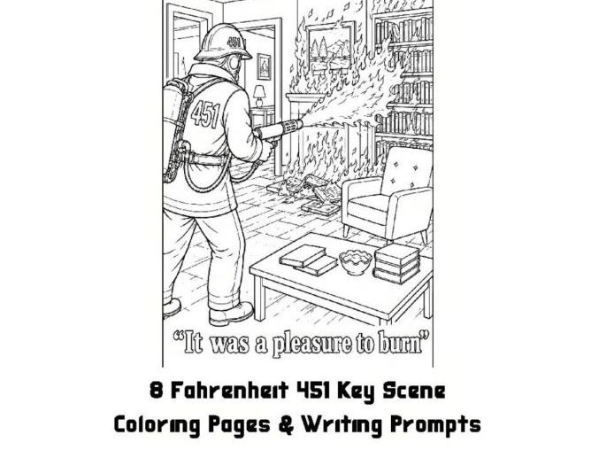 Fahrenheit 451 Literary Analysis Prompts, Coloring Pages, Close Reading Writing