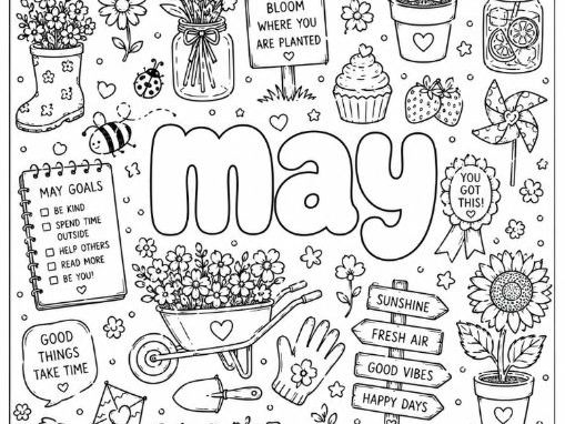 May Colouring Page