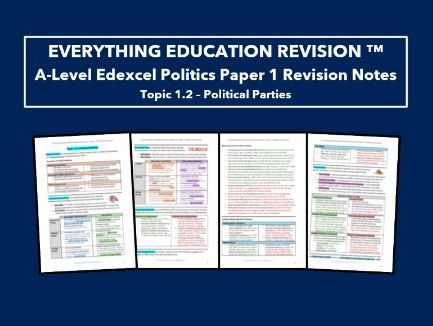 A-Level Edexcel Politics Revision Notes for Topic 1.2 – Political Parties