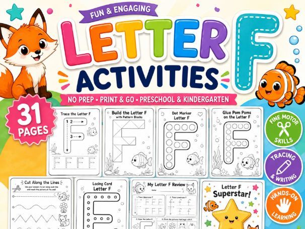 Letter F Centers & Fine Motor Activities | august kindergarten morning work