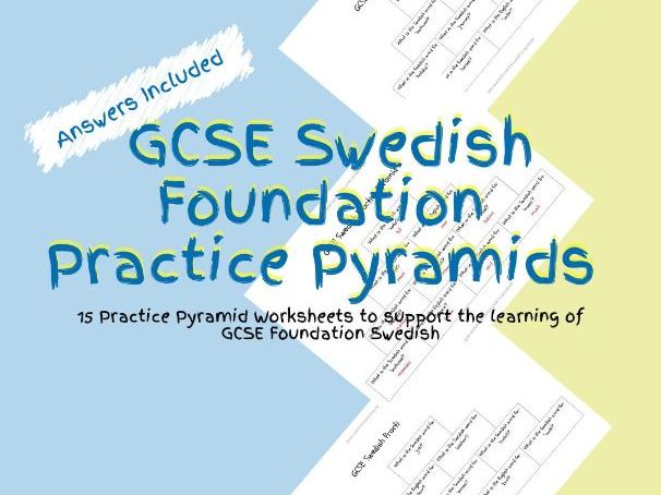 15 GCSE Foundation Level Swedish Practice Pyramid Worksheets PDF